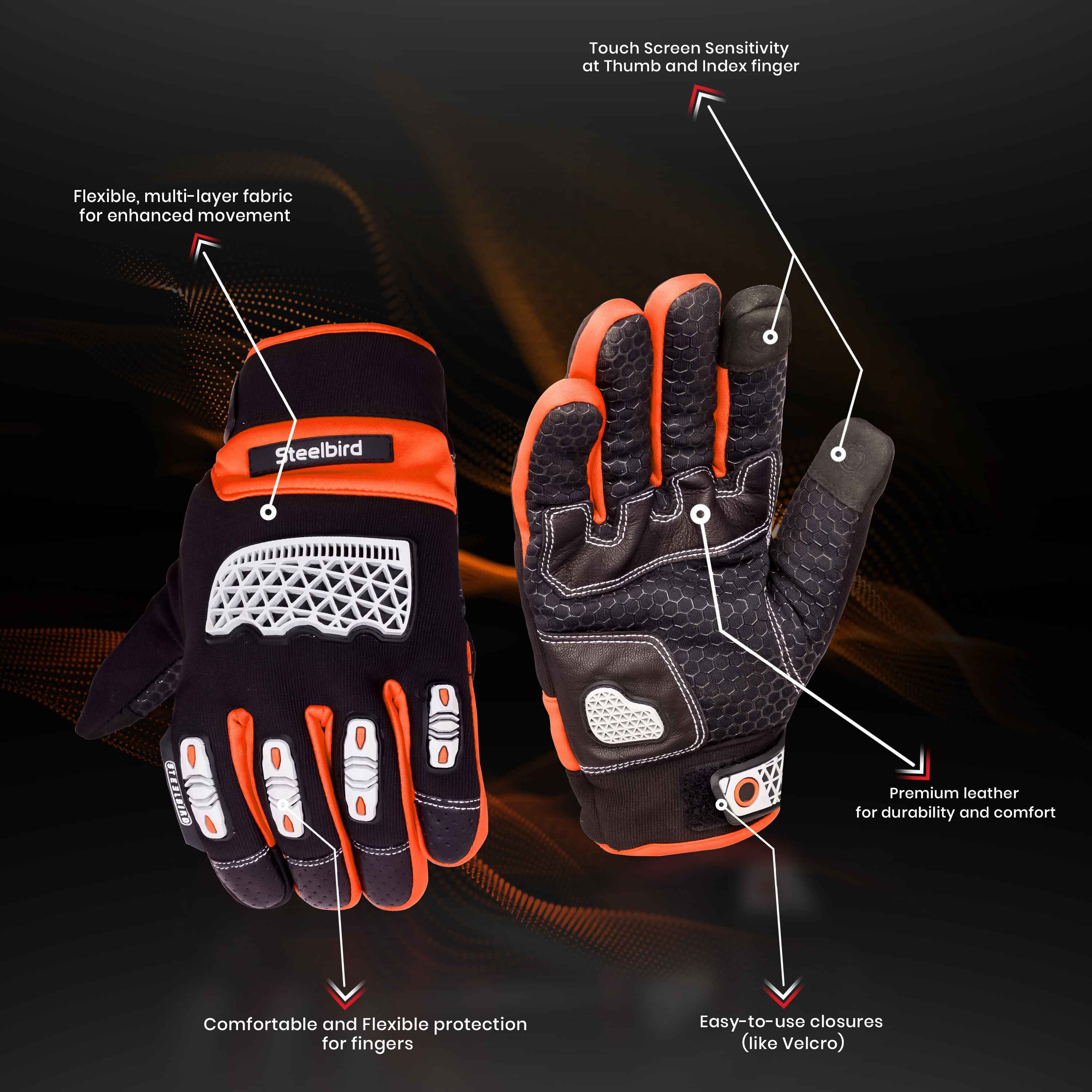 Steelbird Fighter Gloves-Orange